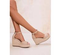 Lipsy Lipsy Nude Standard Fit Peep Toe High Heeled Espadrille Wedge Sandals