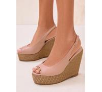 Lipsy Lipsy Nude Standard Fit Peep Toe High Heeled Summer Wedge Sandals