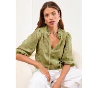 Lipsy Lipsy Olive Green Burnout 3/4 Sleeve Top
