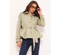 Lipsy Lipsy Olive Green Pleated Peplum Hem Trench Coat