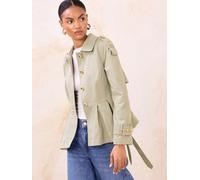 Lipsy Lipsy Olive Green Pleated Peplum Hem Trench Coat
