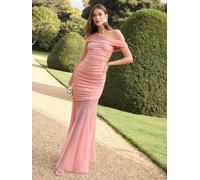 Lipsy Lipsy Pink Bridesmaid Drape One Shoulder Asymmertrical Maxi Dress Pink EU 46 (UK 18)