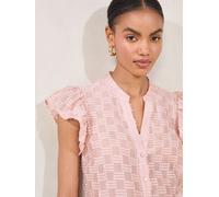 Lipsy Lipsy Pink Ruffle Sleeve Button Up Burnout Detail Shirt Pink EU 44 (UK 16)