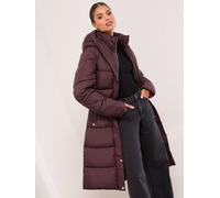 Lipsy Lipsy Plum Funnel Double Layer Belted Longline Coat