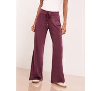 Lipsy Lipsy Plum Purple Embroidered Velour Relaxed Wide Leg Joggers