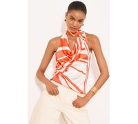 lipsy Lipsy Printed Satin Halter Scarf Top orange FR 48 (EU 46)