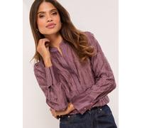 Lipsy Lipsy Purple Button Down Burnout Detail Shirt Purple EU 42 (UK 14)