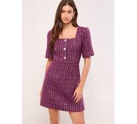 Lipsy Lipsy Purple Tweed Square Neck Boucle Gold Button Dress Purple EU 46 (UK 18)