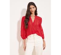 Lipsy Lipsy Red 3/4 Sleeve Grandad Blouse