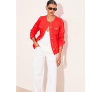 Lipsy Lipsy Red Collarless Cinched Waist Denim Jacket