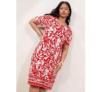 Lipsy Lipsy Red Curve Textured Short Sleeve Jersey Mini Shift Dress Red EU 46 (UK 18)