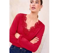 Lipsy Lipsy Red Lace Detail Long Sleeve Top