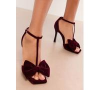 Lipsy Lipsy Red Velvet Bow TBar Party Heeled Sandals