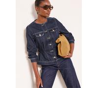 Lipsy Lipsy Rinse Blue Wash Petite Collarless Cinched Waist Denim Jacket