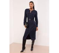 Lipsy Lipsy Robe chemise mi-longue boutonnée ceinturée à col mao Bleu marine 18