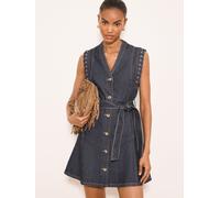 Lipsy Lipsy robe décalée en Denim à coutures Whipstitch courte Délavage bleu EU 36 (UK 8)