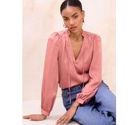 Lipsy Lipsy Rose Pink Satin V-Neck Tie Blouse