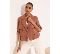 Lipsy Lipsy Rust Red Short Trench Coat With A Touch Of Linen