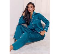 Lipsy Lipsy Satin Button Down Pyjamas Set bleu S (FR 38-40)