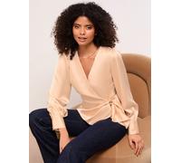 lipsy Lipsy Satin Hardware Detail Wrap Top crème FR 46 (EU 44)