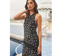 lipsy Lipsy Satin Hem Detail Cowl Halter Neck Top Noir FR 38 (EU 36)