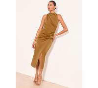 Lipsy Lipsy Satin Wrap Boat Neck Bodycon Midi Dress doré FR 42 (EU 40)