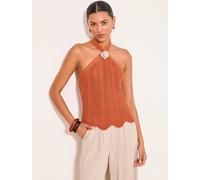 lipsy Lipsy Shell Detail Knitted Halter Top orange FR 38 (EU 36)
