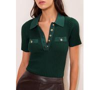 lipsy Lipsy Short Sleeve Knitted Polo Top vert FR 40 (EU 38)