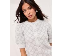 Lipsy Lipsy Silver Tinsel Crew Neck Short Sleeve Cardigan