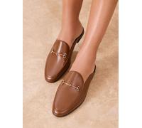 Lipsy Lipsy Tan Brown Faux Leather Snaffle Detail Slip On Mule Loafers Tan Brown EU 39 (UK 6)