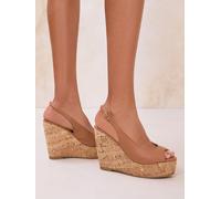 Lipsy Lipsy Tan Brown Standard Fit Peep Toe Heeled Wedge Sandals