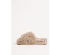 Lipsy Lipsy Taupe Faux Fur Platform Slider Nightwear Slipper