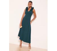 Lipsy Lipsy Teal Blue Flower Trim V-Neck Skater Dress Teal Blue EU 40 (UK 12)