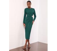Lipsy Lipsy Teal Blue Petite Long Sleeve Hardware Detail Bodycon Midi Dress Teal Blue 14