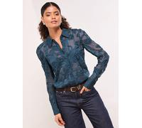 Lipsy Lipsy Teal Floral Burnout Button Through Shirt Teal Floral 12