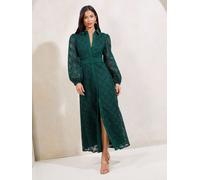 Lipsy Lipsy Teal Green Petite Premium Lace Belted Long Sleeve Shirt Dress Teal Green 12