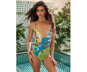 Lipsy Lipsy Tropical Print Strappy Swimsuit