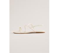 Lipsy Lipsy White Flat Metal Toe Loop Faux Leather Sandals