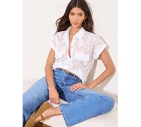 Lipsy Lipsy White Geo Burnout Short Sleeve Shirt White EU 42 (UK 14)