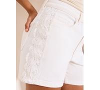 Lipsy Lipsy White Lace Side Classic Denim Mom Shorts White Lace Side 40