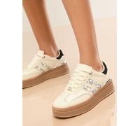 Lipsy Lipsy White Leopard Wide Fit Print Side Stripe Chunky Gum Sports Trainers