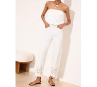 Lipsy Lipsy White Stovepipe Cutwork Hem Cropped Straight Leg Jeans
