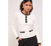 Lipsy Lipsy White Tipped Mock Button Placket Long Sleeve Crew Neck Knitted Jumper