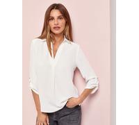 Lipsy Lipsy White V-Neck 3/4 Sleeve Collared Blouse