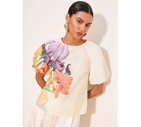 Lipsy Lipsy X Mandy Sade Floral Print Puff Sleeve Top
