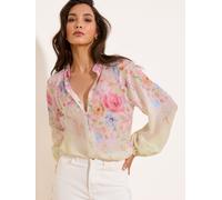 Lipsy Lipsy Yellow Floral Print Long Sleeve Grandad Blouse