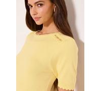 Lipsy Lipsy Yellow Lace Insert Short Sleeve Fine Gauge Knit T-Shirt