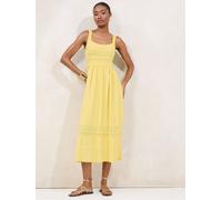 Lipsy Lipsy Yellow Petite Pointelle Stitch Scallop Summer Midi Knit Dress Yellow EU 42 (UK 14)