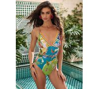 Lipsy Maillot de bain à bretelles imprimé tropical Lipsy vert FR 42 (EU 40)