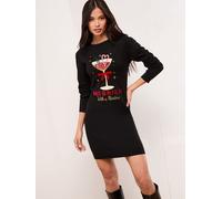 Lipsy Mini robe Lipsy de Noël en maille à Col rond Slogan noir EU 44 (UK 16)